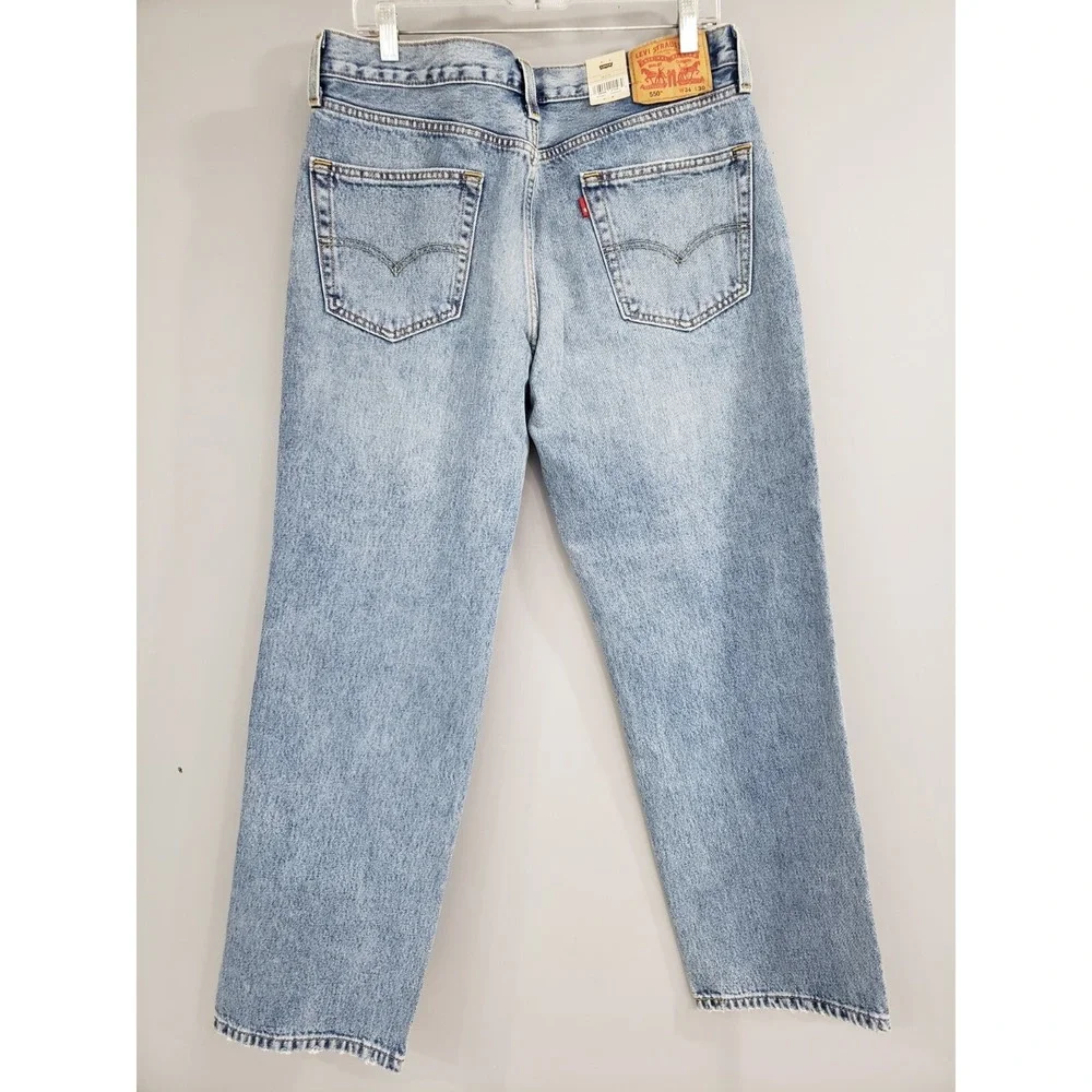 NEW Mens Levi's 550 Denim Jeans Relaxed Taper Sz 34x30 Distressed Blue